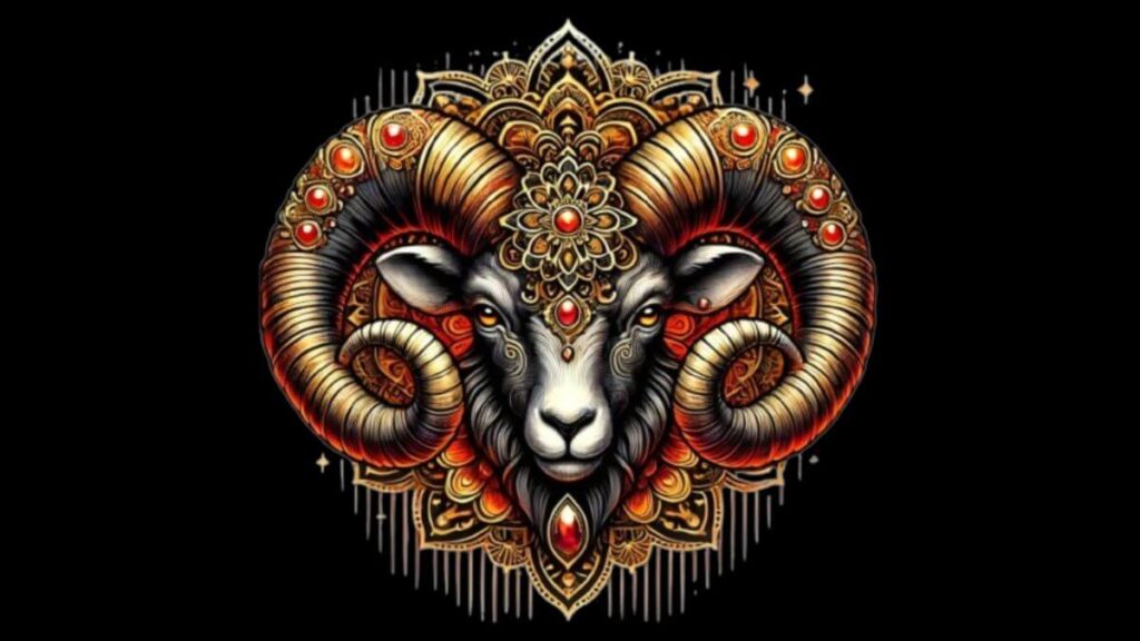 Aries zodiac sign represented by a ram, symbolizing leadership and fire energy.