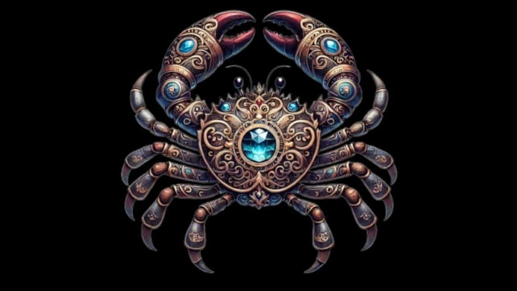 Cancer zodiac sign represented by a crab, symbolizing emotions and water energy.