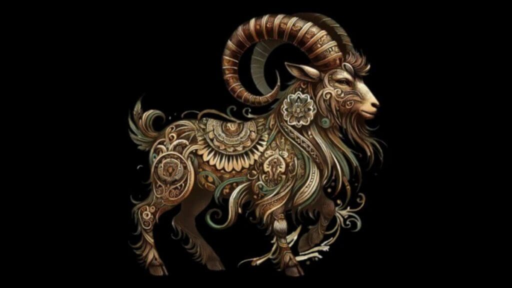 Capricorn zodiac sign represented by a goat, symbolizing discipline and earth energy.