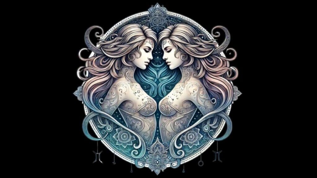 Gemini zodiac sign represented by twins, symbolizing duality and air energy.