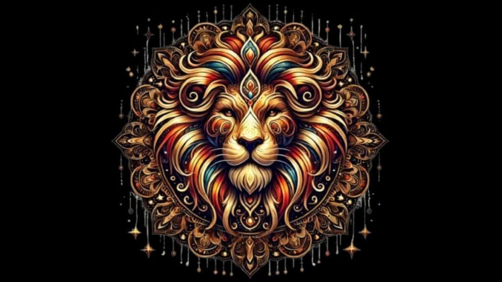 Leo zodiac sign represented by a lion, symbolizing courage and fire energy.