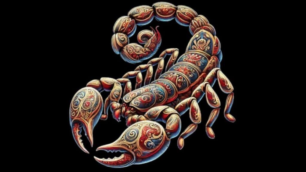 Scorpio zodiac sign represented by a scorpion, symbolizing intensity and water energy.