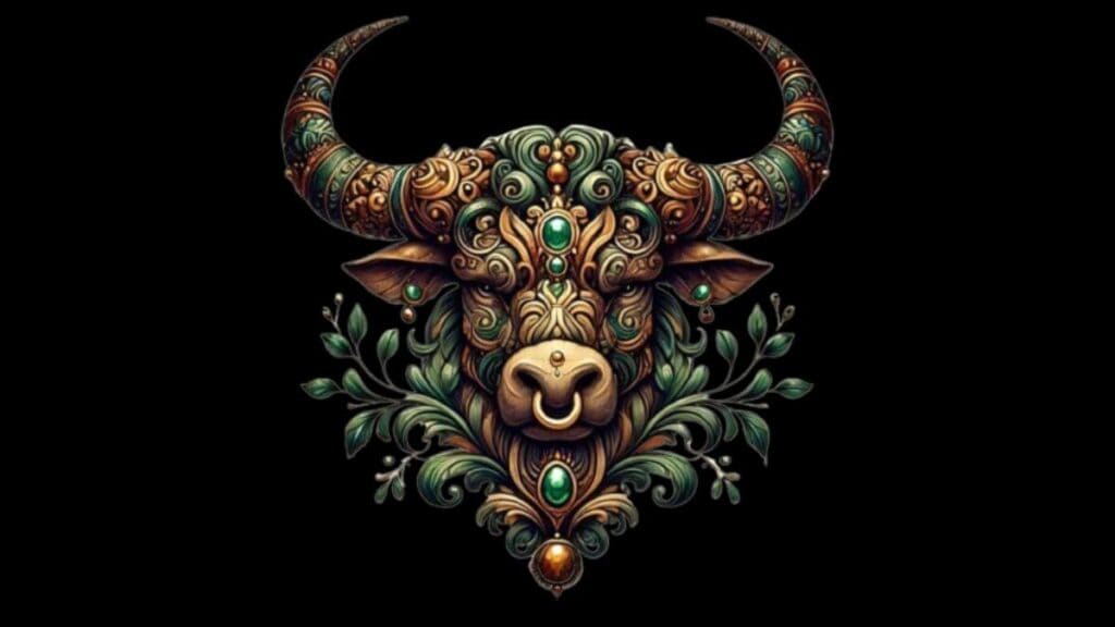 Taurus zodiac sign represented by a bull, symbolizing strength and earth energy.