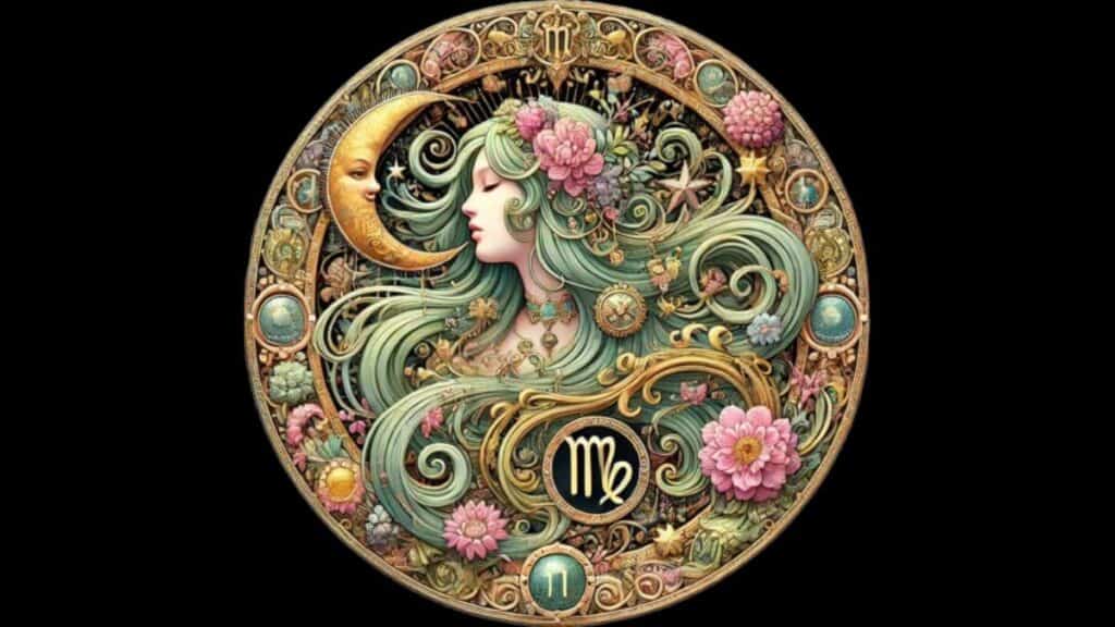 Virgo zodiac sign represented by a maiden, symbolizing precision and earth energy.