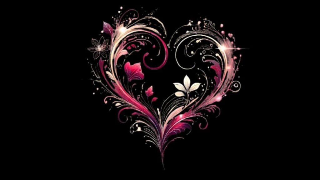 A beautifully designed heart shape with glowing and floral elements, symbolizing deep love and romance