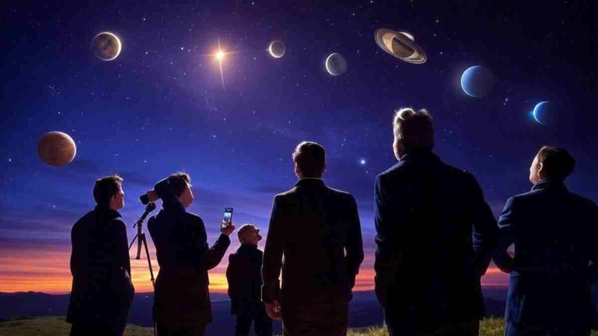 2025 Planetary Alignment stargazers witnessing seven planets aligned on February 28, 2025